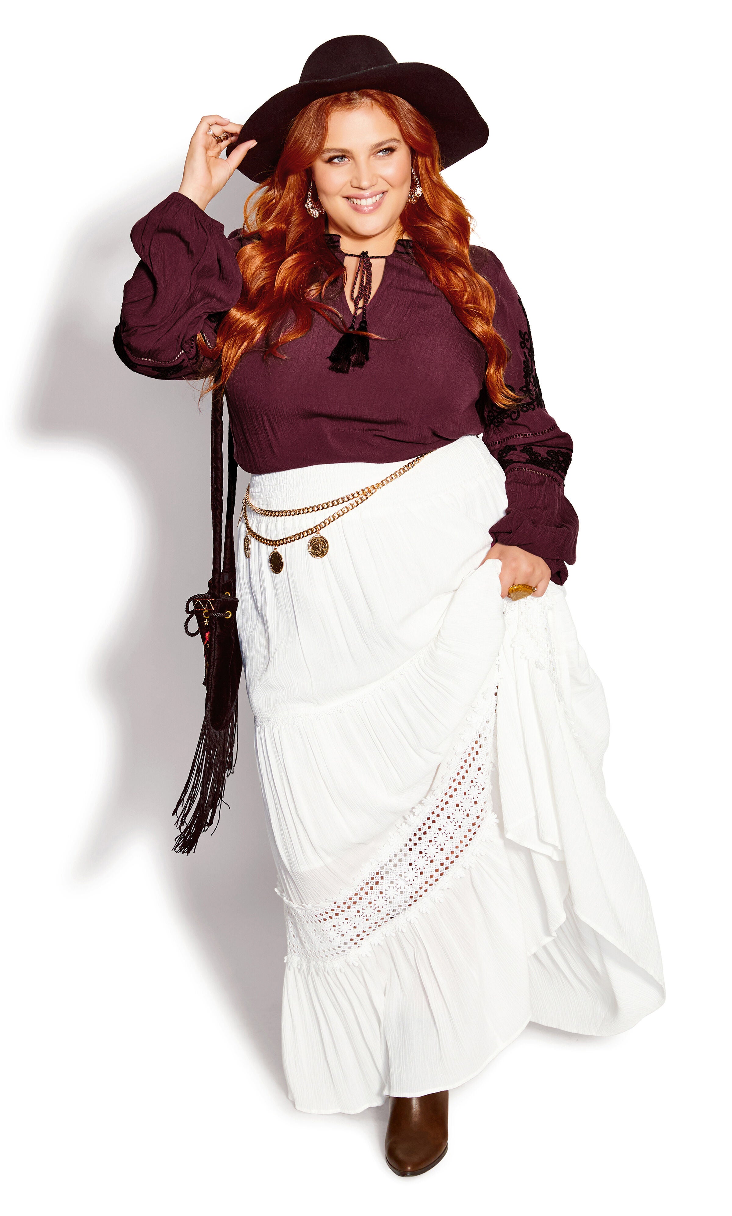 Spirit Embroidered Top - wine, , alternate image number 1