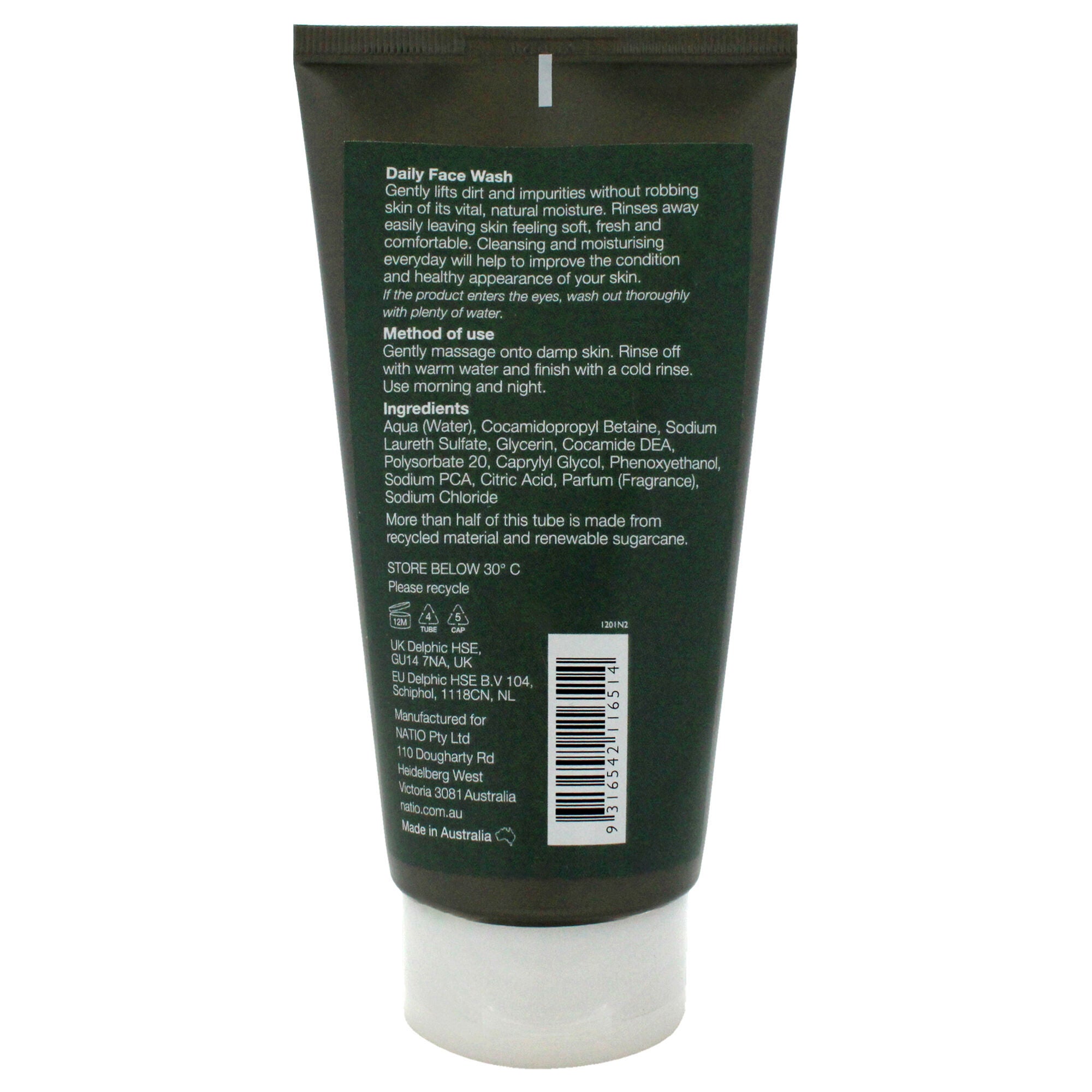 Mens Daily Face Wash by Natio for Men - 5.2 oz Cleanser, See Description, alternate image number 1