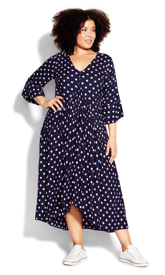 Valencia Dress - black white spot, Blue, hi-res image number 0