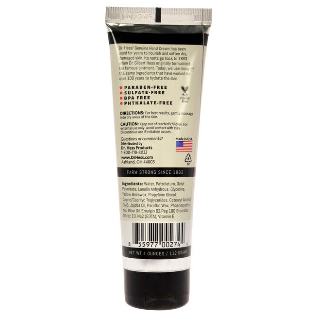 Genuine Hand Cream by Dr. Hess for Unisex - 4 oz Hand Cream, See Description, alternate image number 2