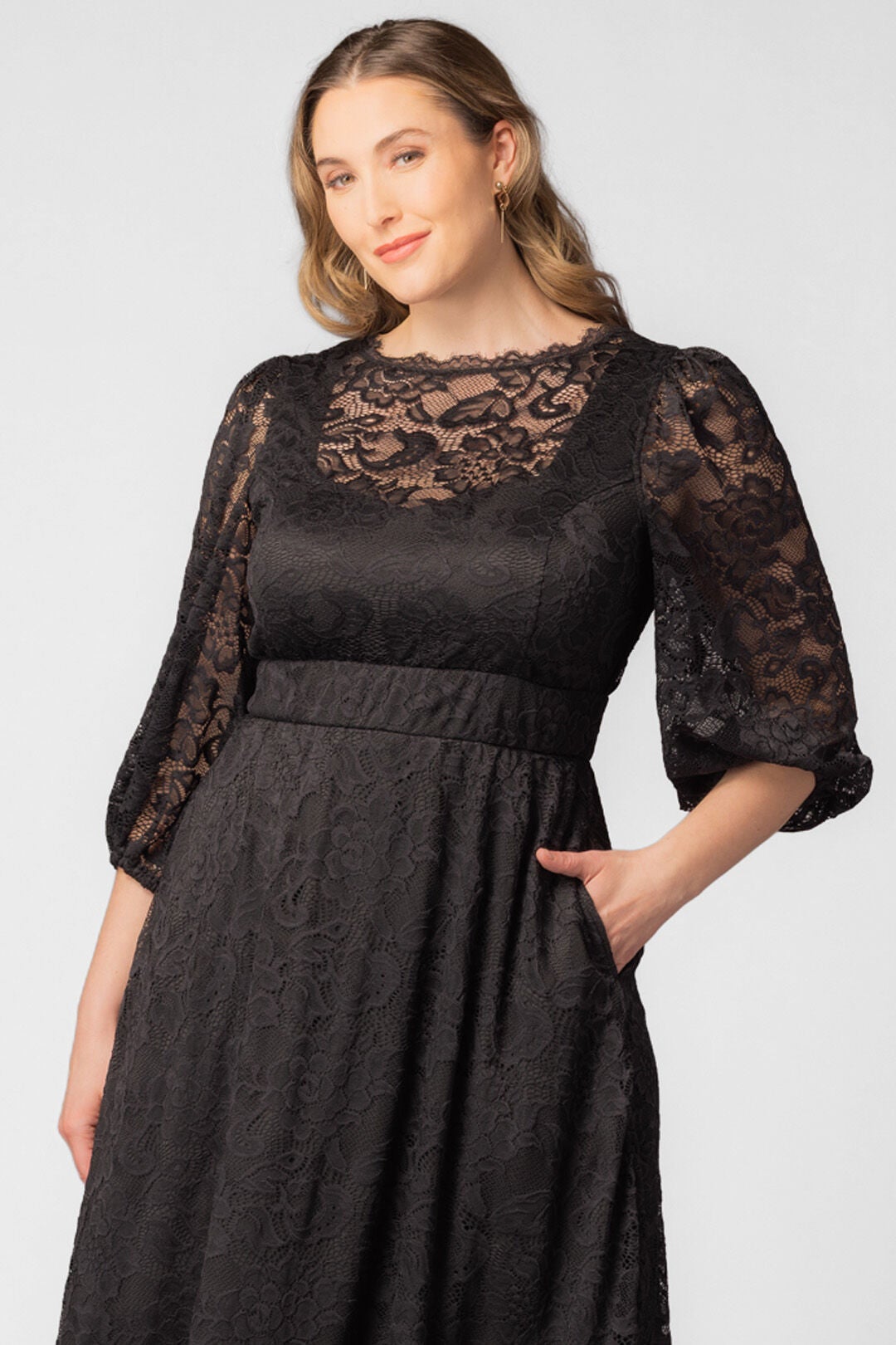 Hepburn Lace Cocktail Dress, Onyx / Black, alternate image number 2