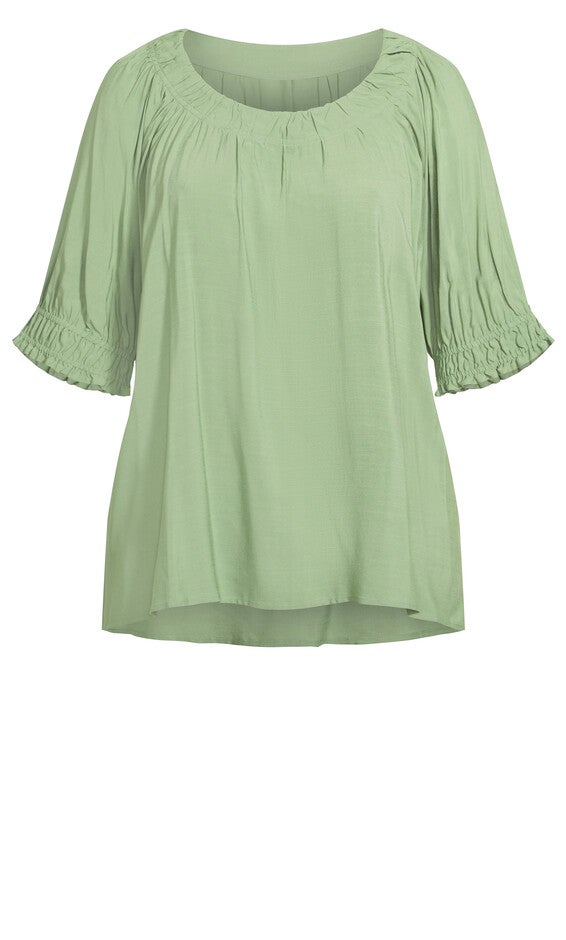 Bianca Pleat Neck Top - olive, , alternate image number 5