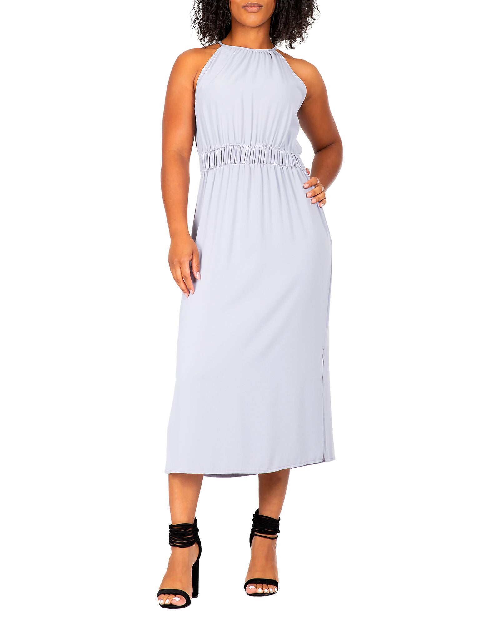 Cadence Women&#39;s Plus Size Halter Neck Elegant Flowy Maxi Dress, Lylac Purple / Lilac, hi-res image number 0