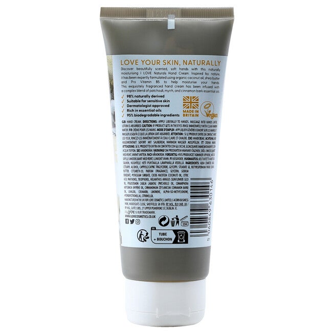 Naturals Hand Cream - Tonka Bean and Myrrh by I Love Cosmetics for Women - 3.4 oz Cream, , alternate image number null