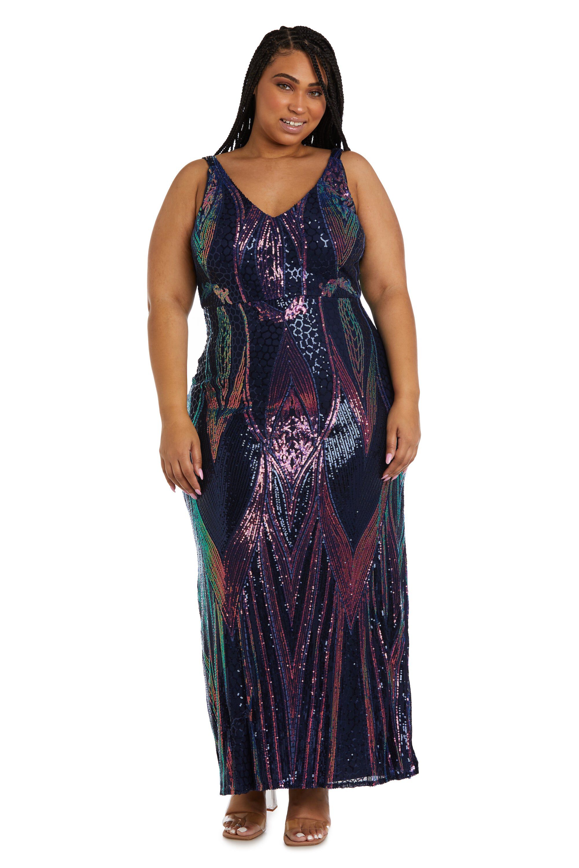 Nightway Sequined Gown with Leg Slit Plus OneStopPlus