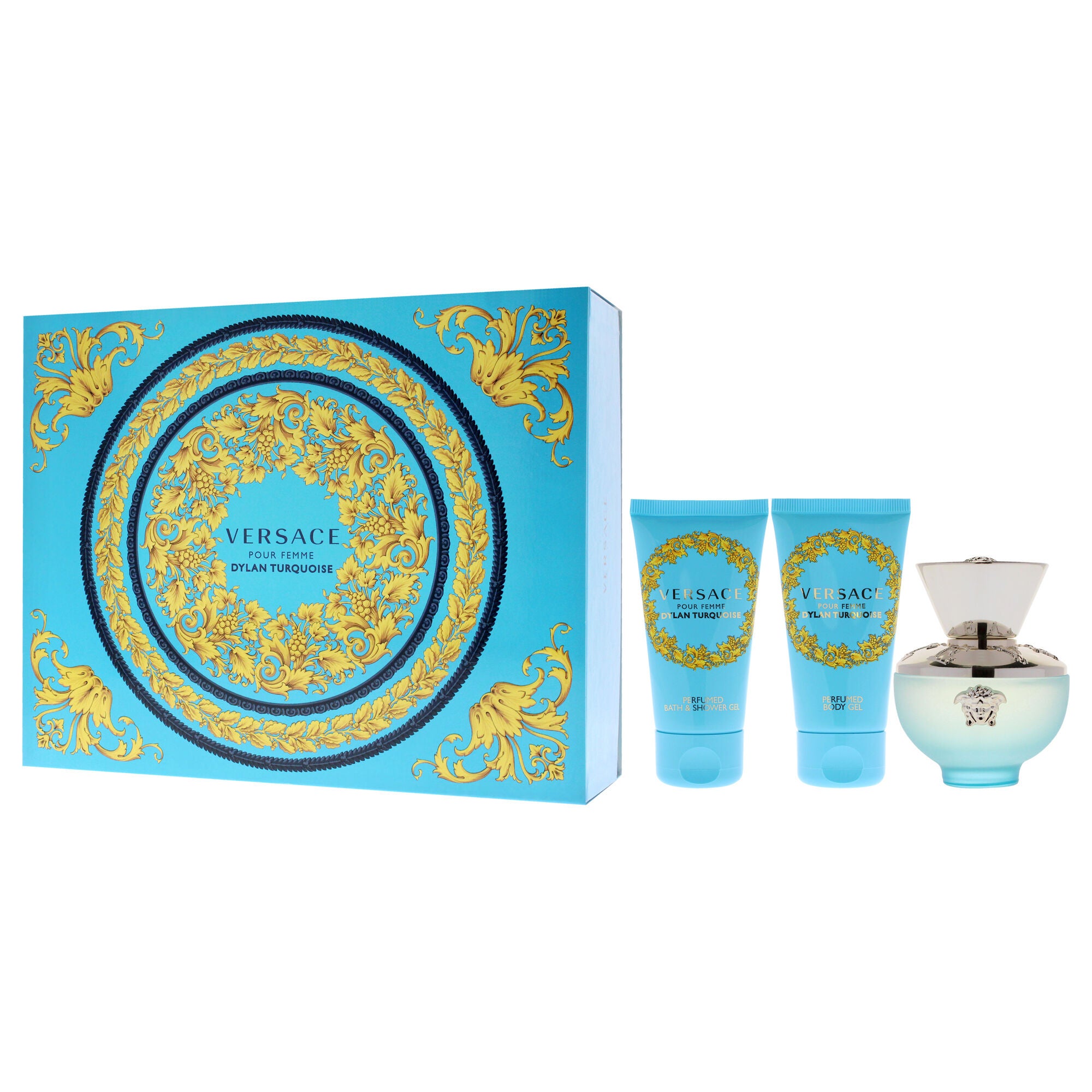 Versace Dylan Turquoise Pour Femme by Versace for Women - 3 Pc Gift Set 1.7oz EDT Spray, 1.7oz Perfumed Body Gel, 1.7oz Bath and Shower Gel, See Description, alternate image number 3