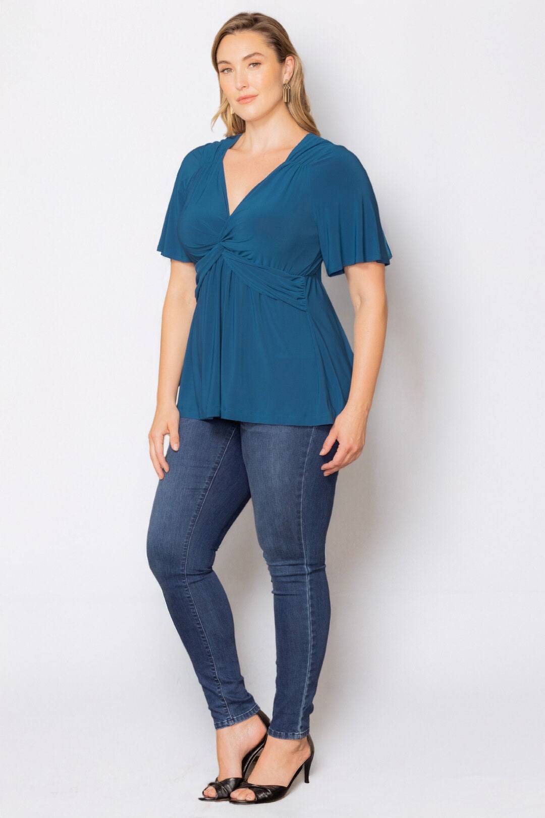 Abby Twist Front Top, Aegean Blue / Teal, alternate image number 3