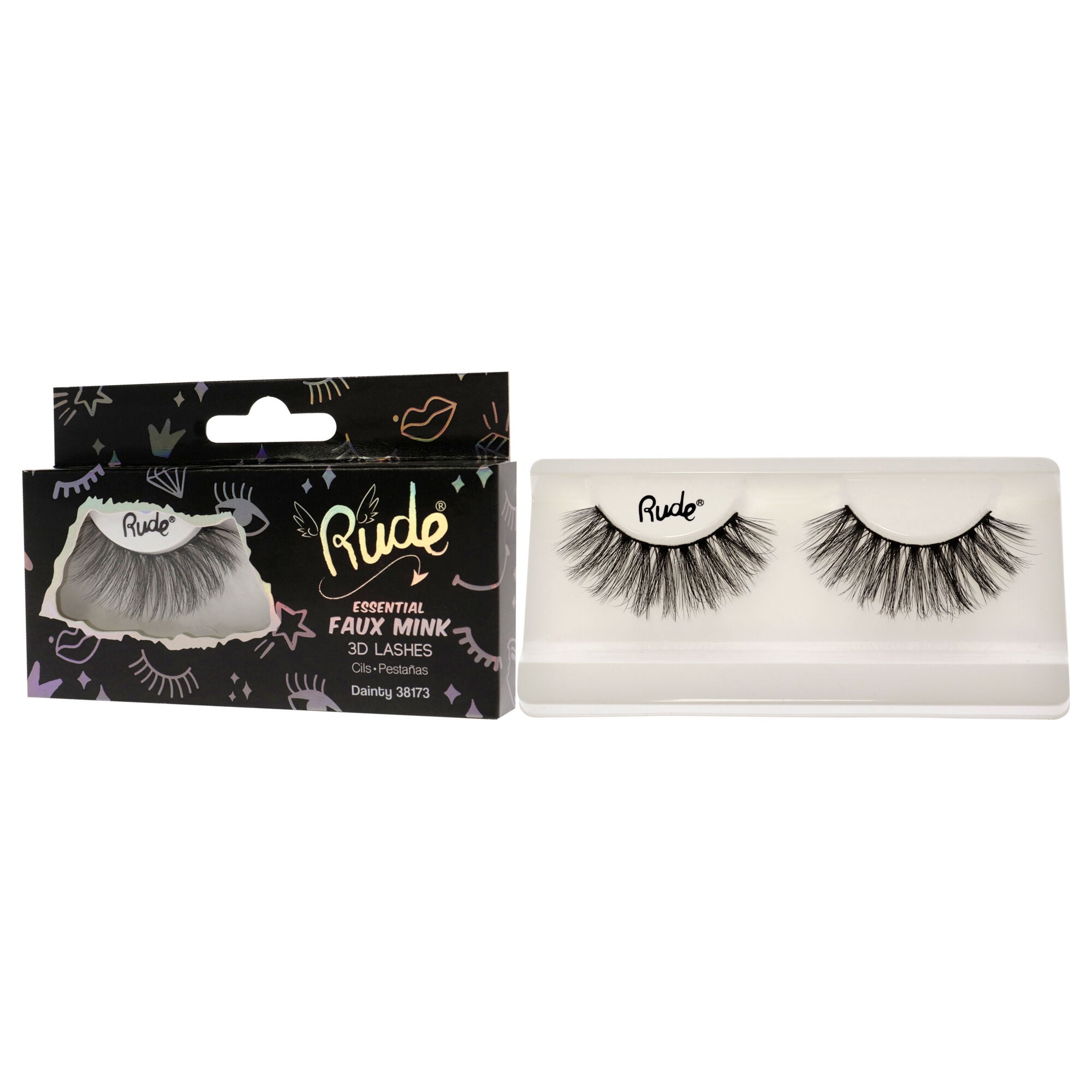 Essential Faux Mink 3D Lashes - Dainty by Rude Cosmetics for Women - 1 Pc Pair, See Description, alternate image number 3