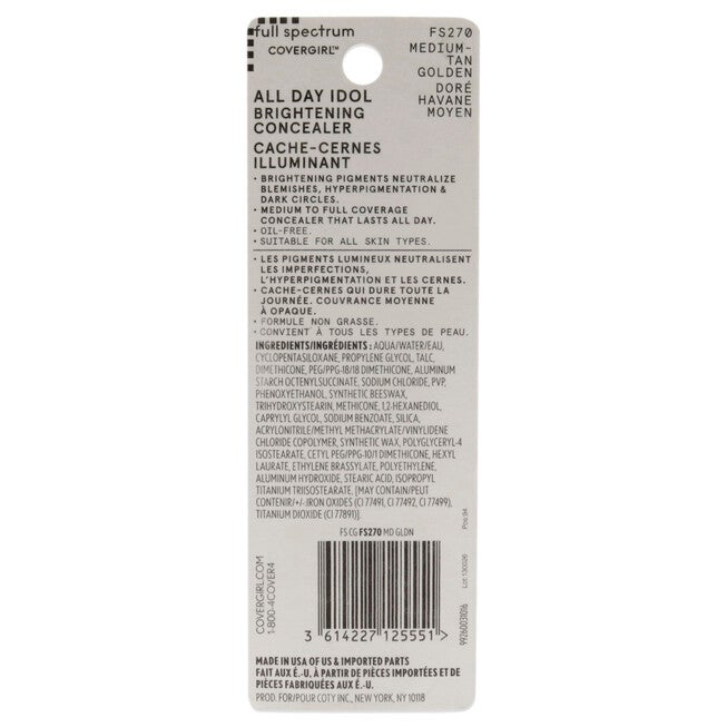 Full Spectrum All Day Idol - FS270 Medium Tan Golden by CoverGirl for Women - 0.12 oz Concealer, , alternate image number 3