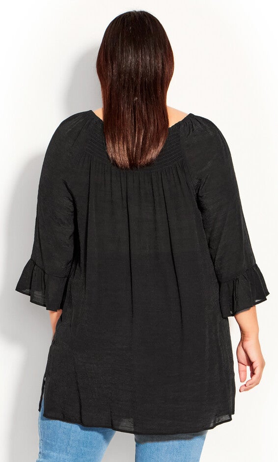 Flutter 3/4 Sleeve Top - black, , alternate image number 2