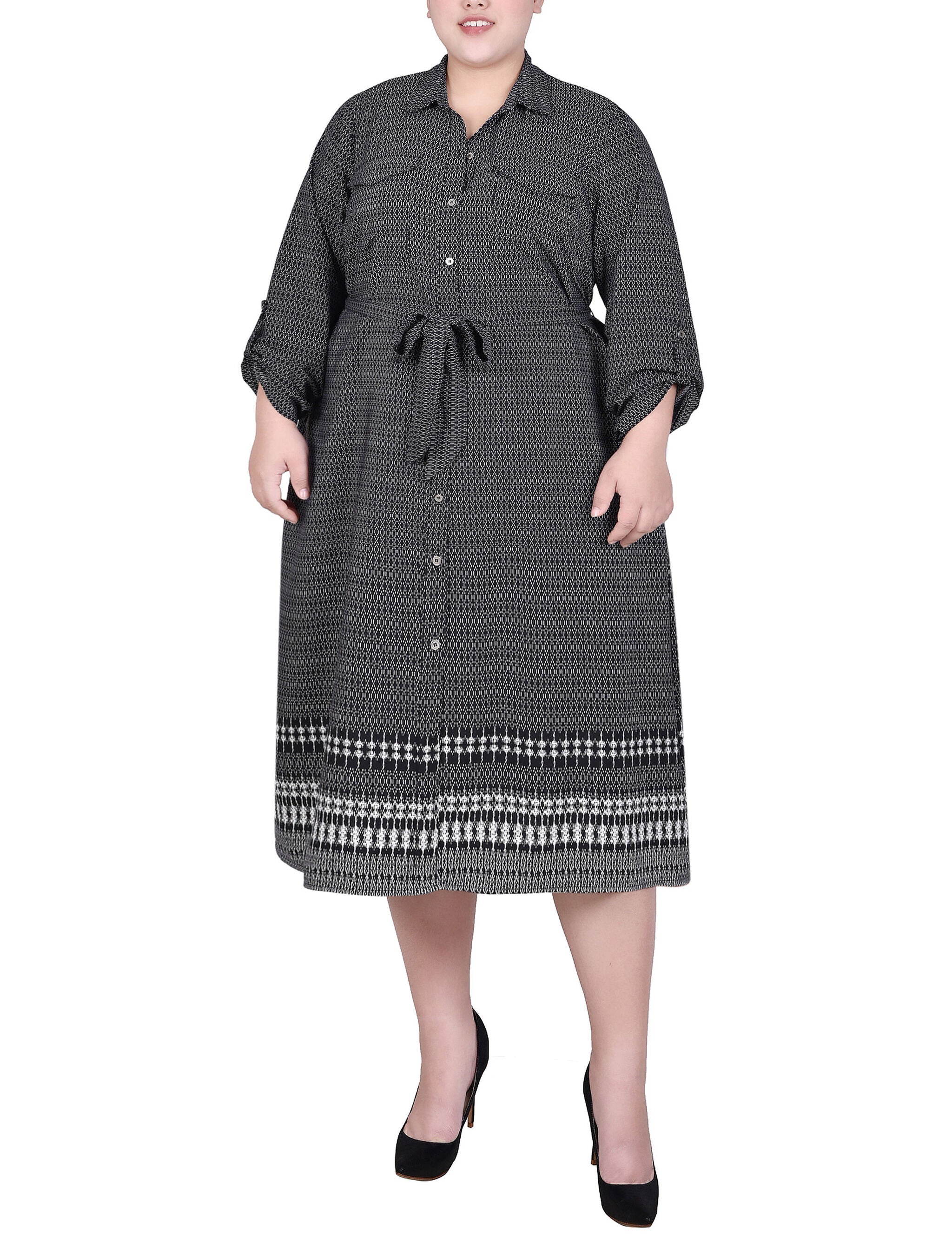 Fudge Long Roll Tab Sleeve Shirtdress