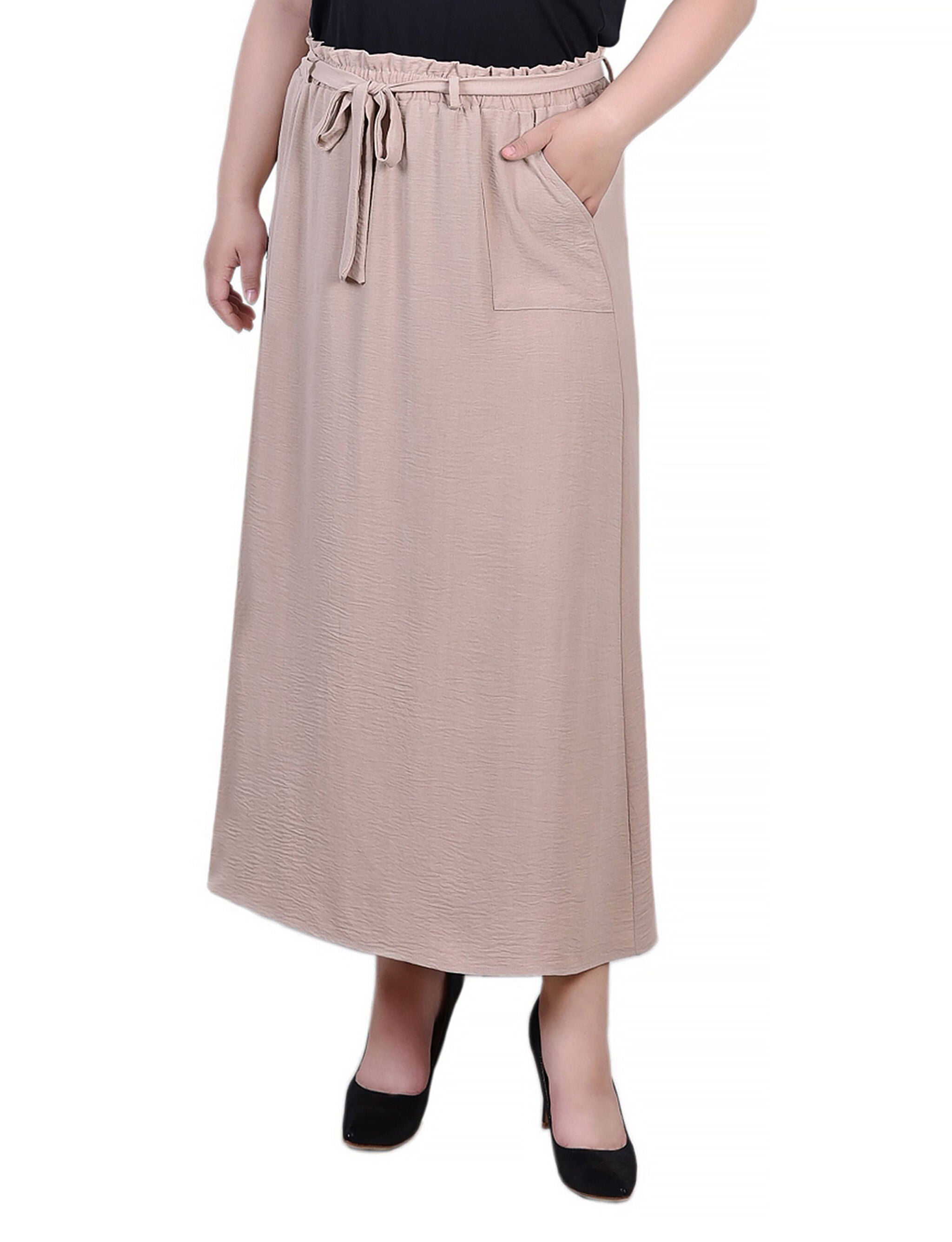 Ankle Length Belted A-Line Skirt, Doeskin, hi-res image number 0