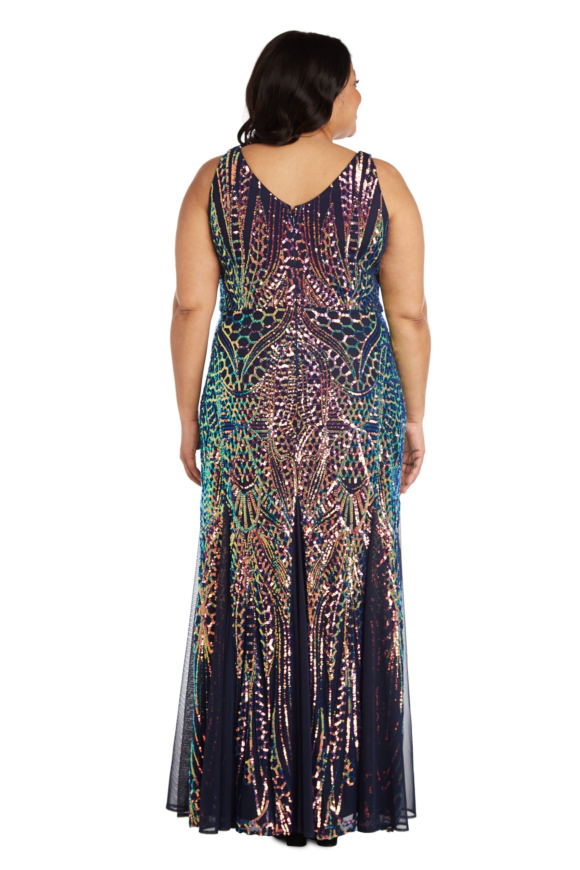 Nightway sequined deals mesh gown