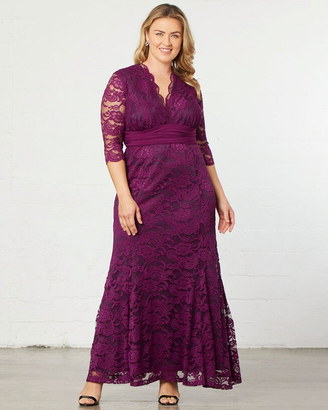Screen Siren Lace Evening Gown, Amethyst, alternate image number null