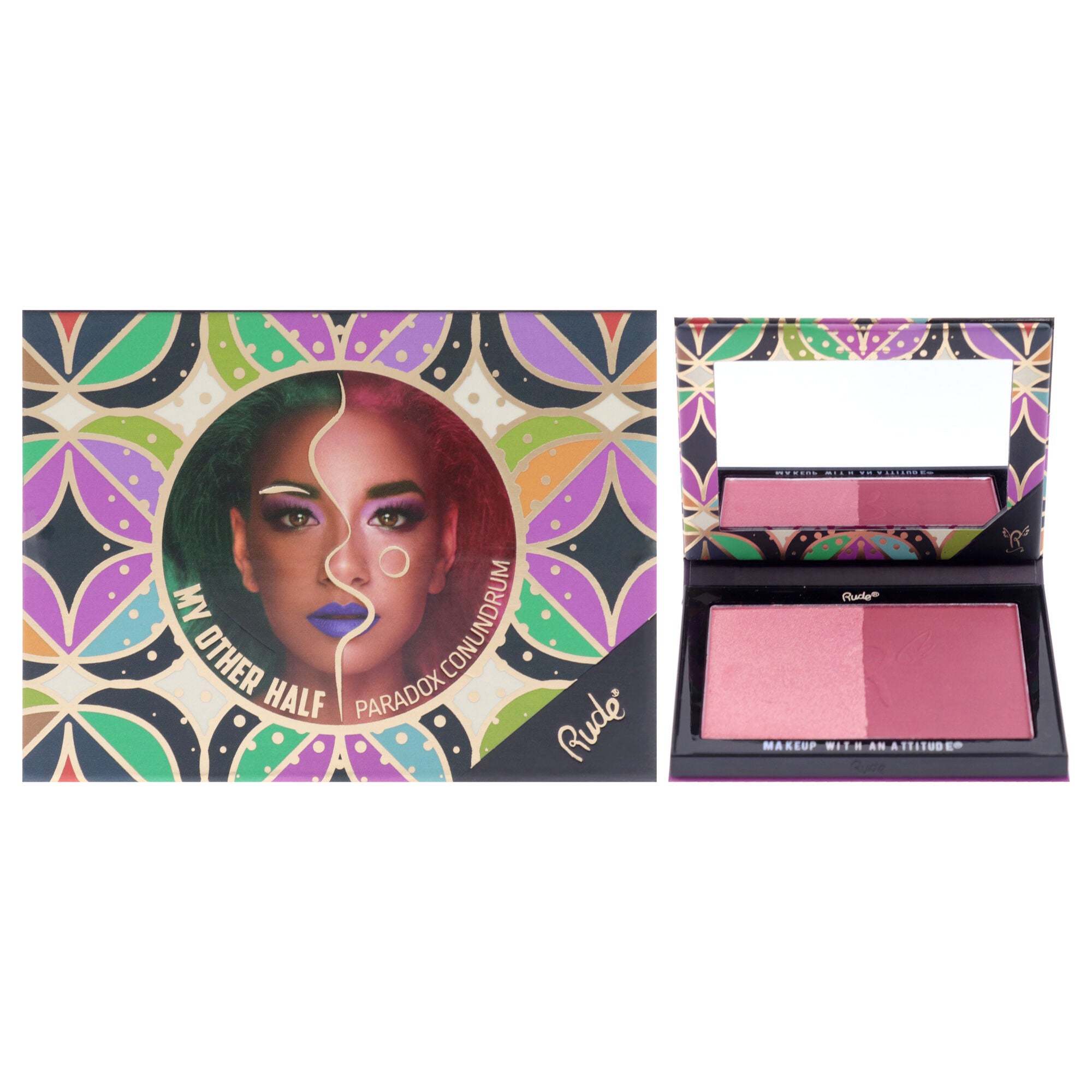 My Other Half Duo Shade Face Palette - Pearadox Conundrum by Rude Cosmetics for Women - 0.4 oz Makeup, See Description, hi-res image number 0