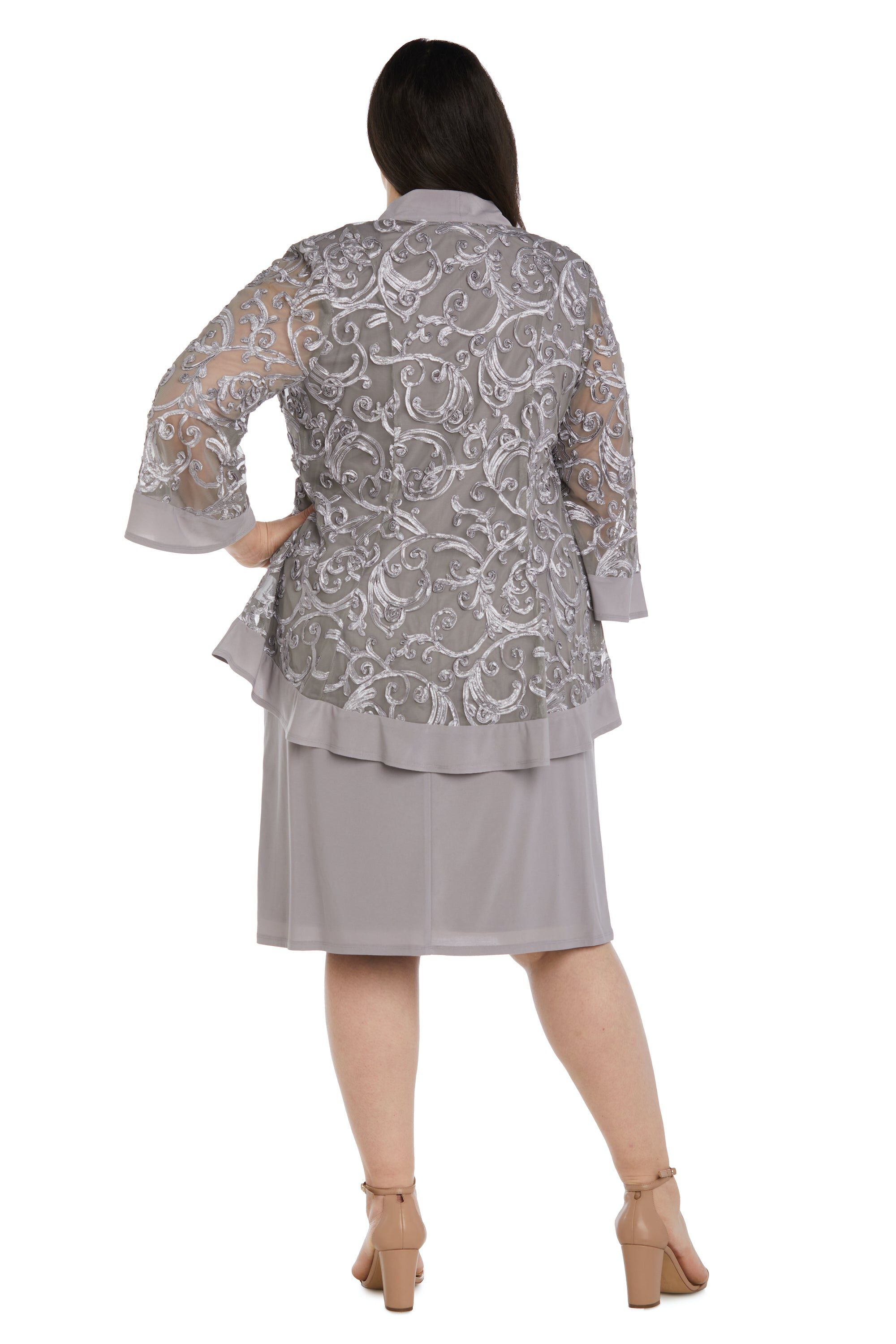 Soutache Dress and Jacket Set with Built In Necklace - Plus, , alternate image number 1