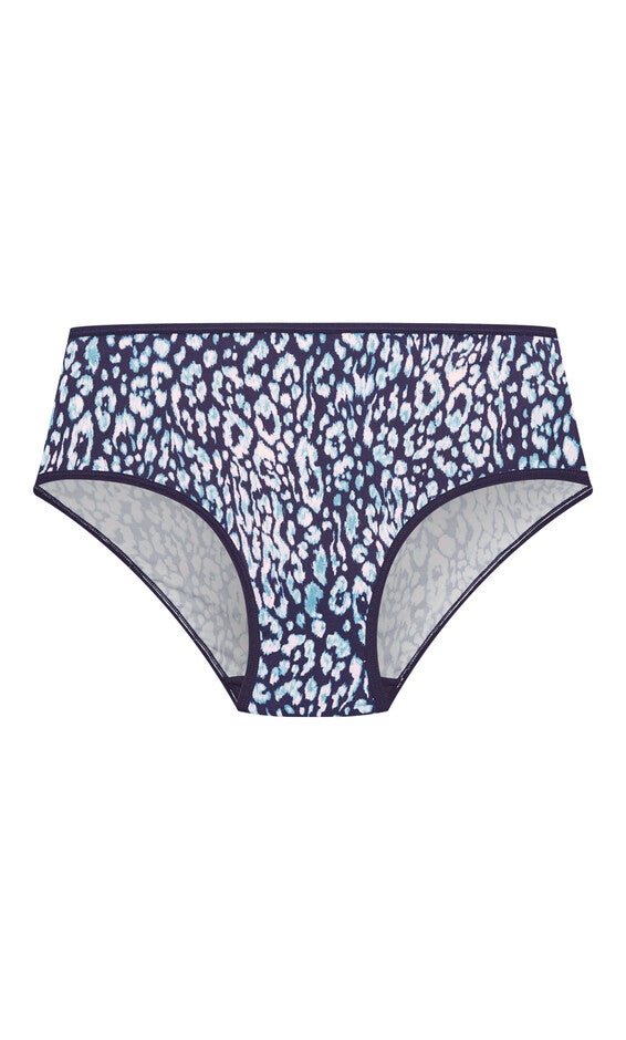 Microfiber Print Hi Cut Brief - navy, , alternate image number 2