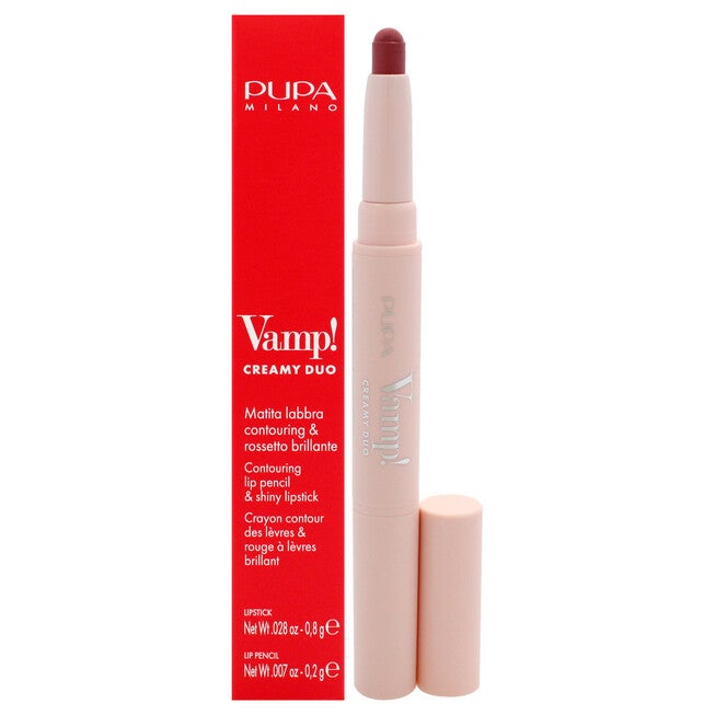 Vamp! Creamy Duo Contouring Lip Pencil and Shiny Lipstick - 008 Vintage Rose by Pupa Milano for Women - 0.035 oz Makeup, See Description, hi-res image number 0
