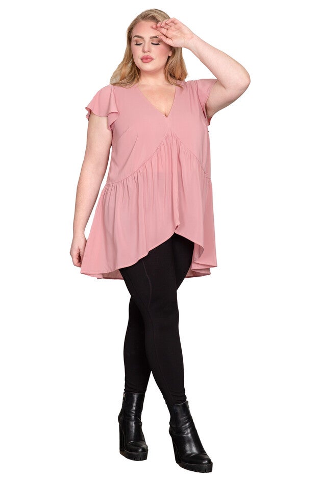 High-Low Hem Tunic Blouse, Dusty Pink / Pink, alternate image number 3