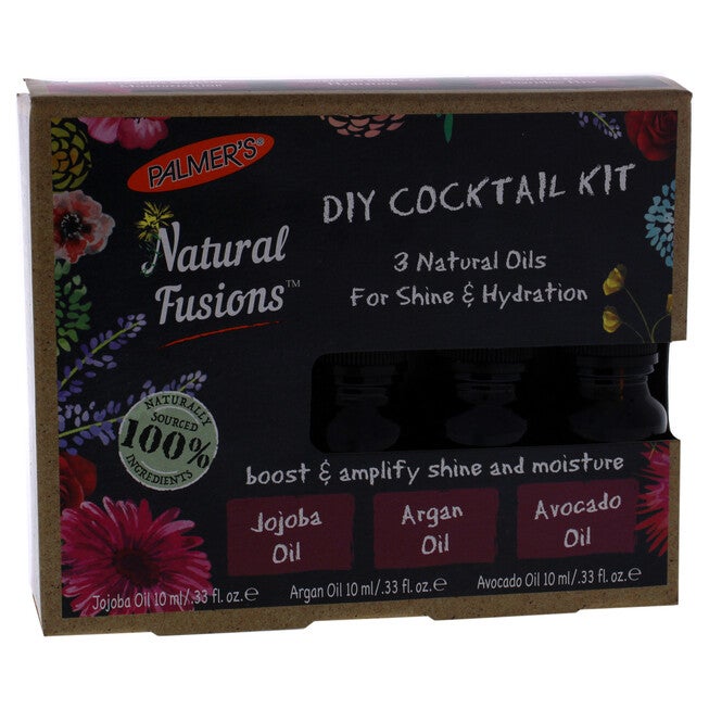 Natural Fusions Shine and Hydration DIY Cocktail Kit by Palmers for Unisex - 3 x 0.33 oz Jojoba Oil, Argan Oil, Avocado Oil, See Description, hi-res image number 0