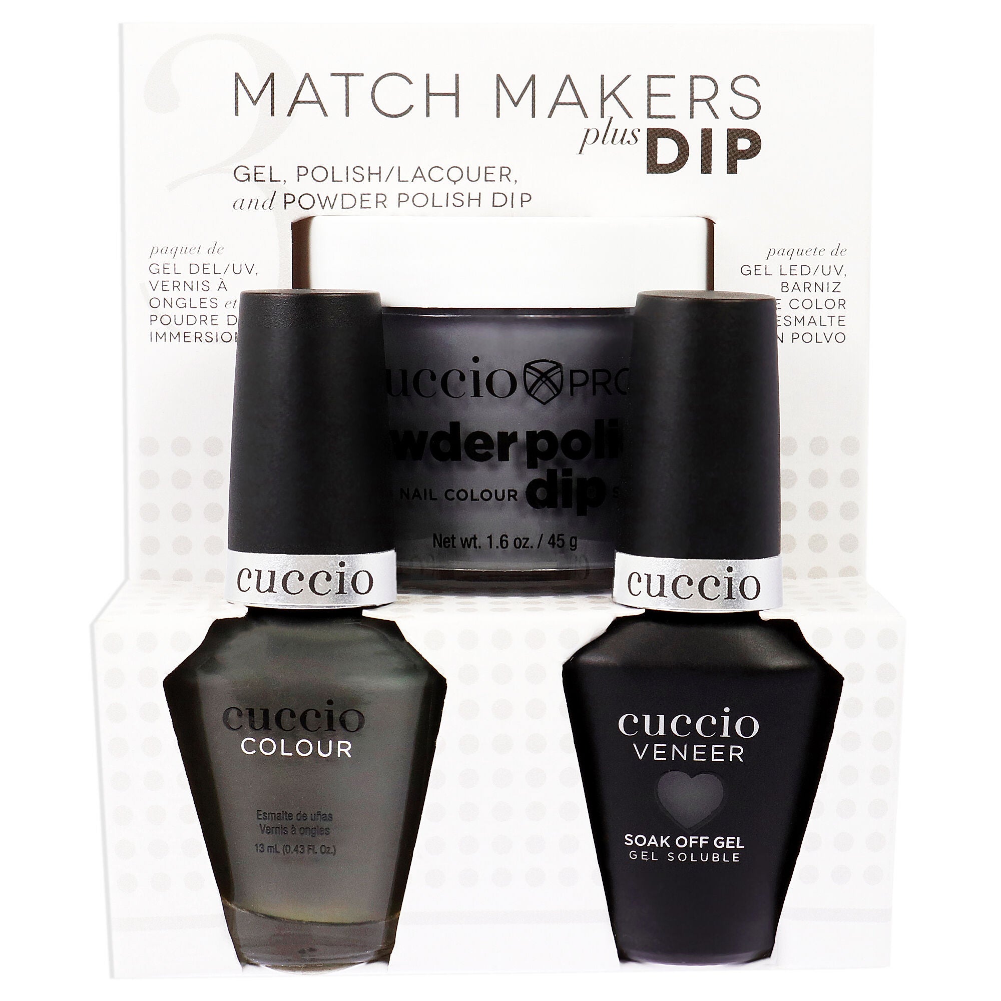 Match Makers Plus Dip - Fur-Well 2020 by Cuccio Colour for Women - 3 Pc 1.6oz Pro Powder Polish Dip System, 0.44oz Veneer Soak Off Gel, 0.43oz Colour Nail Polish, Cool Gray, alternate image number 1