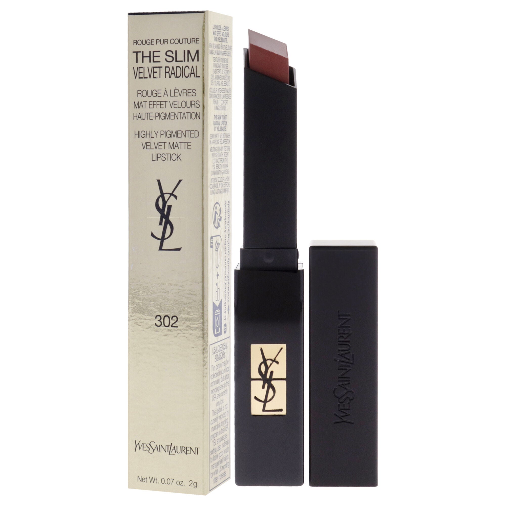 The Slim Velvet Radical Matte Lipstick - 302 Brown No Way Back by Yves Saint Laurent for Women - 0.07 oz Lipstick, See Description, alternate image number 3