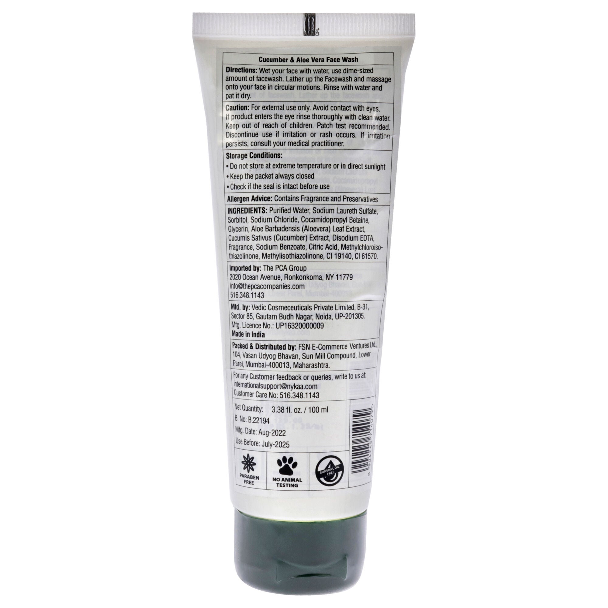 Face Wash - Cucumber and Aloe Vera by Nykaa Naturals for Women - 3.38 oz Cleanser, , alternate image number 3