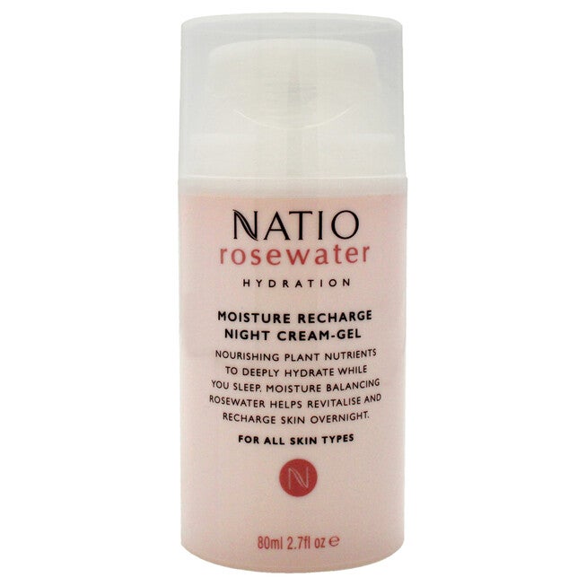Rosewater Moisture Recharge Night Cream-Gel by Natio for Women - 2.7 oz Cream, See Description, hi-res image number 0