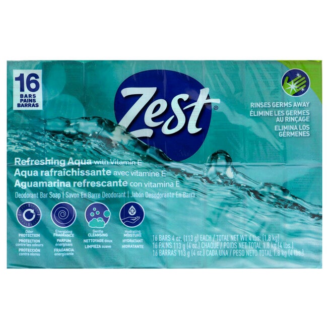 Refreshing Deodorant Bar Soap - Aqua by Zest for Women - 16 x 4 oz Bar Soap, See Description, hi-res image number 0