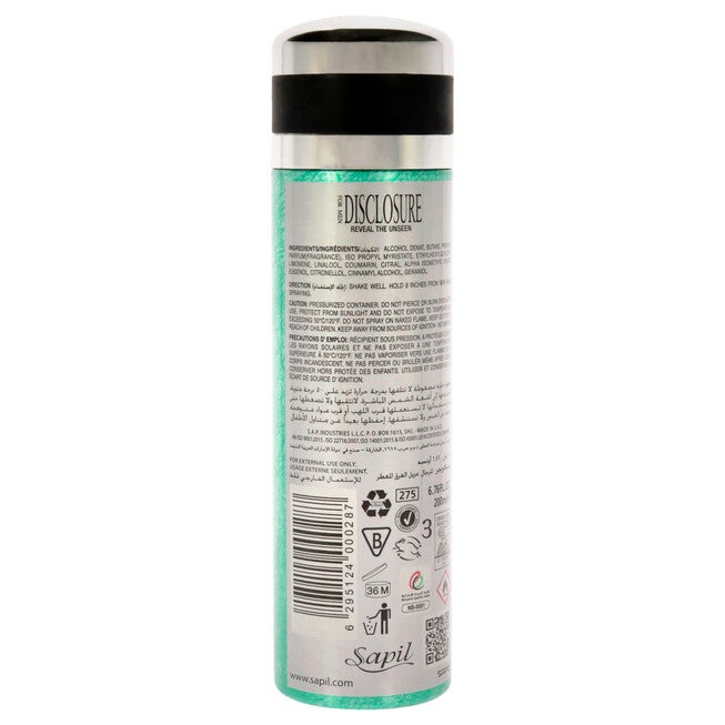 Disclosure by Sapil for Men - 6.76 oz Deodorant Spray, See Description, alternate image number 1