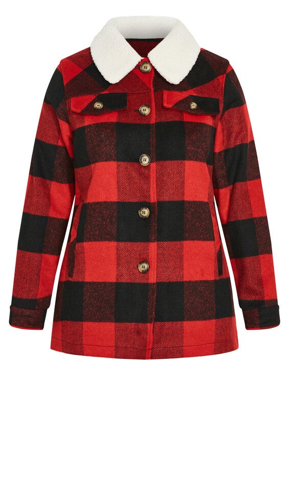 Faux Wool Plaid Jacket - black, , alternate image number 4