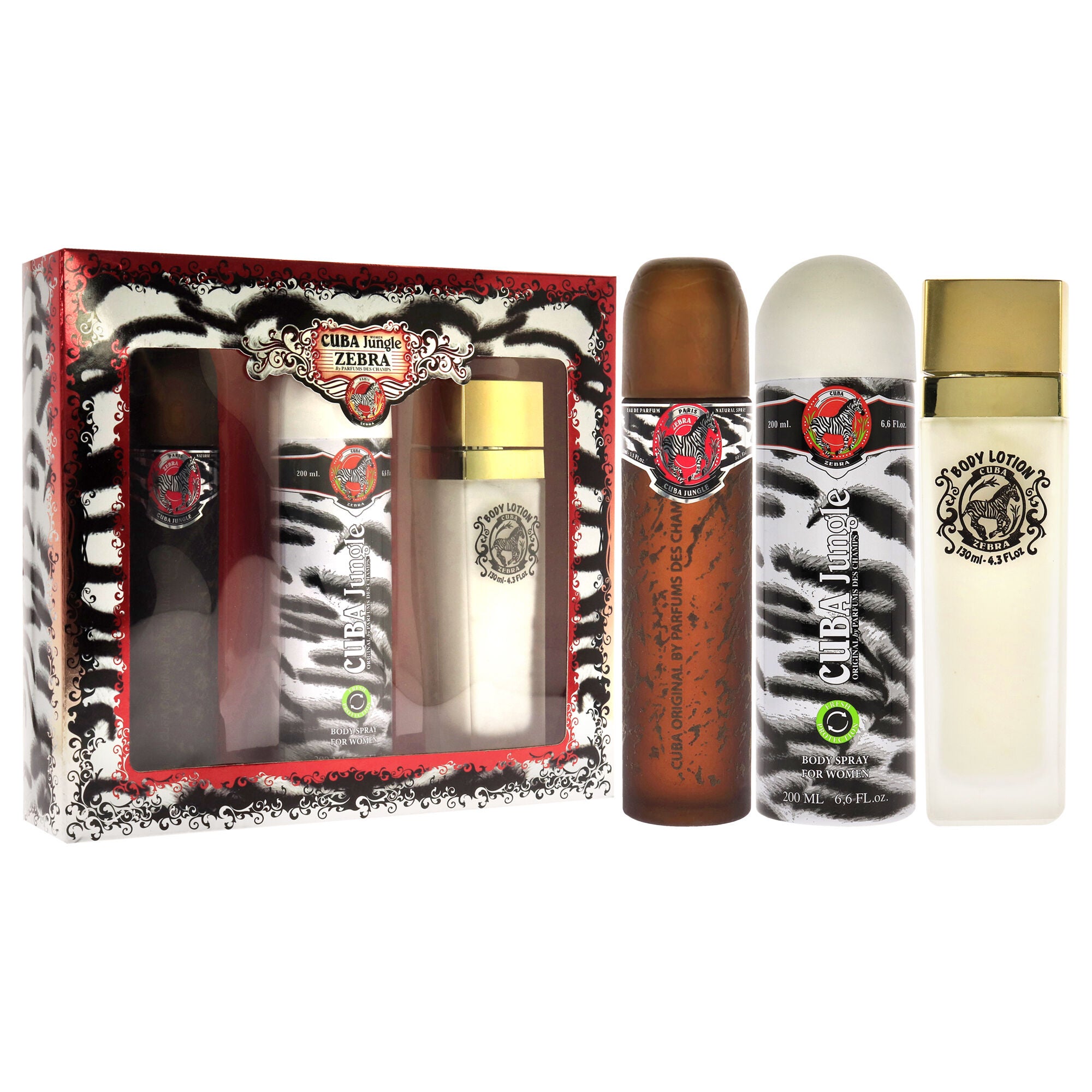 Cuba Jungle Zebra by Cuba for Women - 3 Pc Gift Set 3.3oz EDP Spray, 6.7oz Deodorant Body Spray, 4.3oz Body Lotion, , alternate image number 6