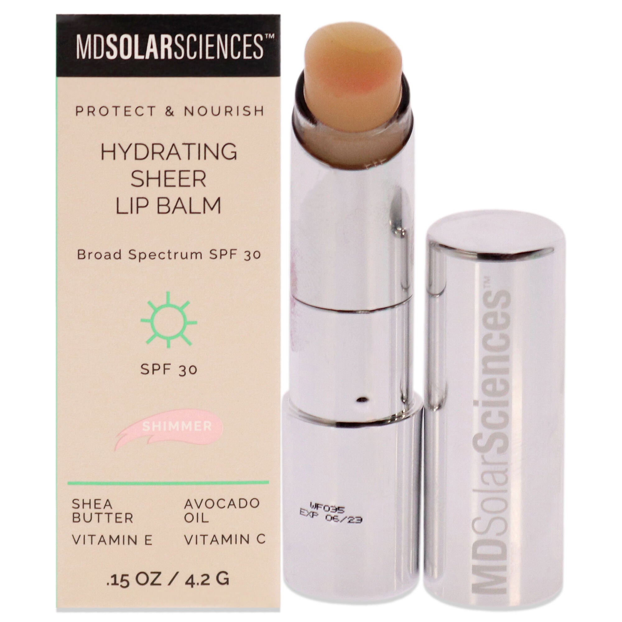 Hydrating Sheer Lip Balm SPF 30 - Shimmer by MDSolarSciences for Women - 0.15 oz Lip Balm, See Description, hi-res image number 0