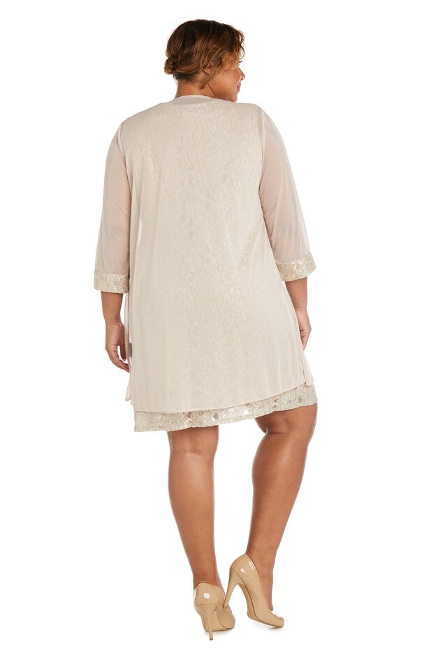 Lace Shift and Sheer Jacket Set with Pearl Embellishments, , alternate image number null
