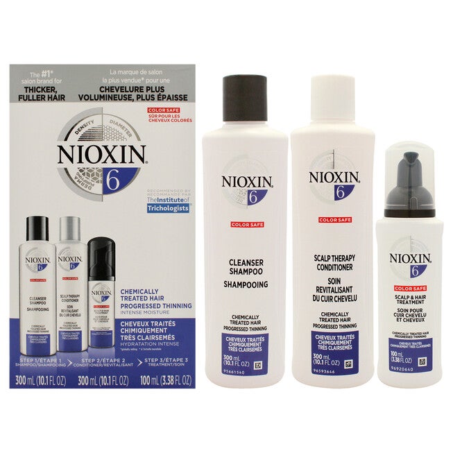 System 6 Kit by Nioxin for Unisex - 3 Pc 1 0.1oz Shampoo, 10.1oz Conditioner, 3.38oz Treatment, See Description, hi-res image number 0