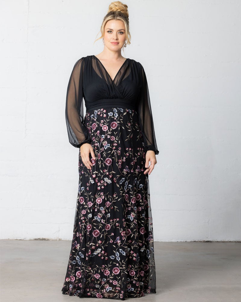 Isabella Embroidered Mesh Gown, Moonlit Garden, alternate image number 2