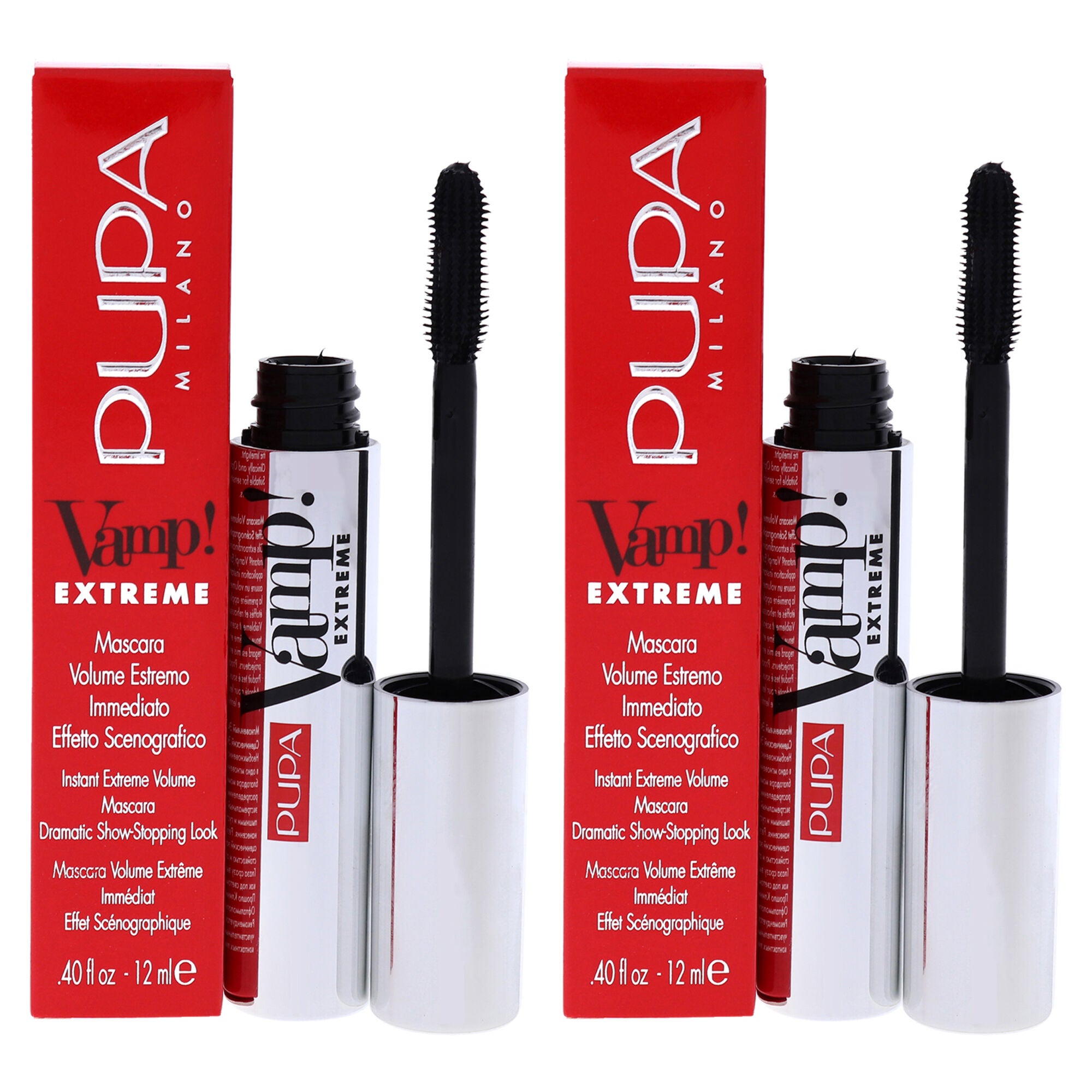 Vamp! Extreme Mascara - 010 Extra Black by Pupa Milano for Women - 0.4 oz Mascara - Pack of 2, See Description, hi-res image number 0