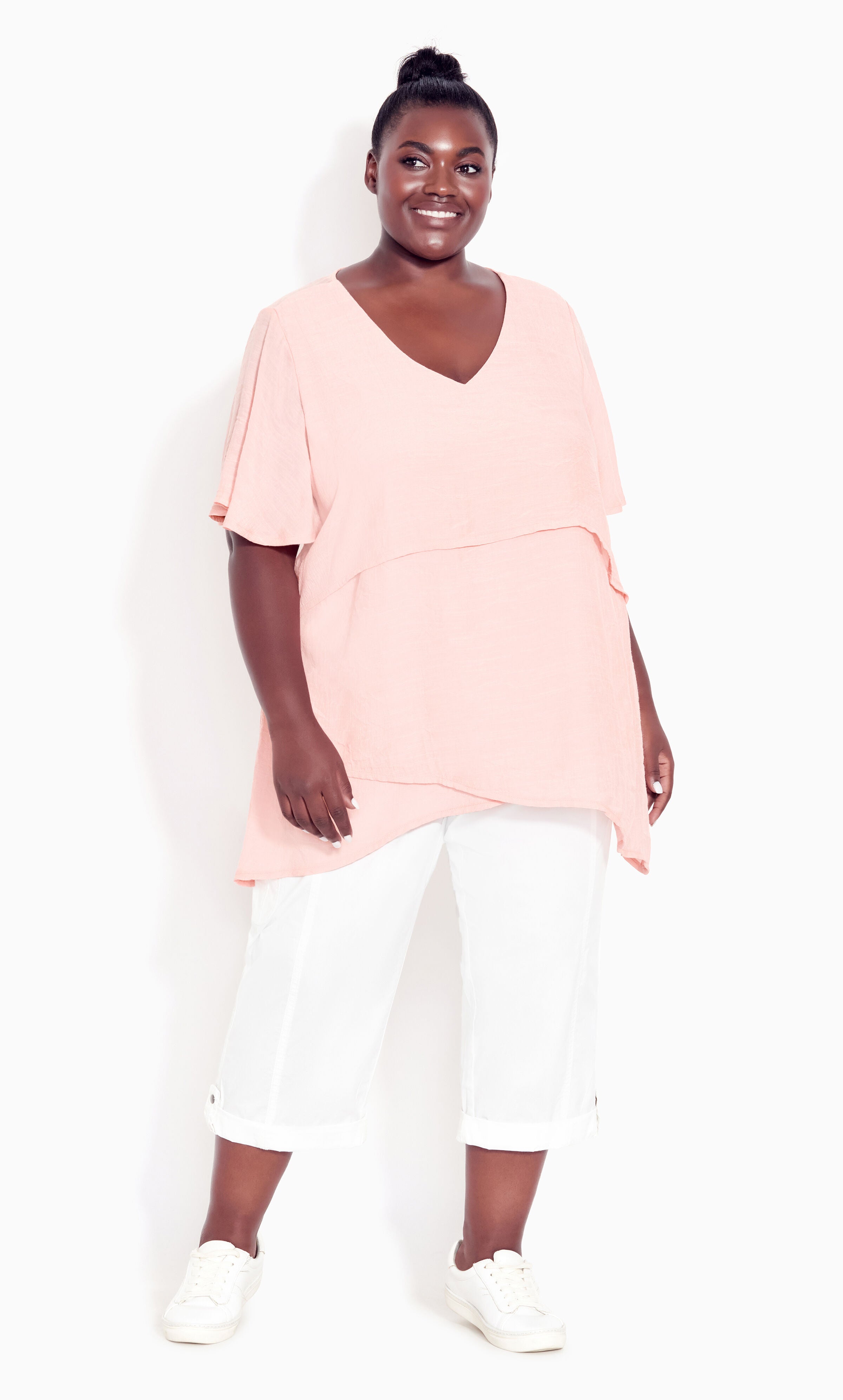 Cotton Roll Up Capri - white, White, hi-res image number 0