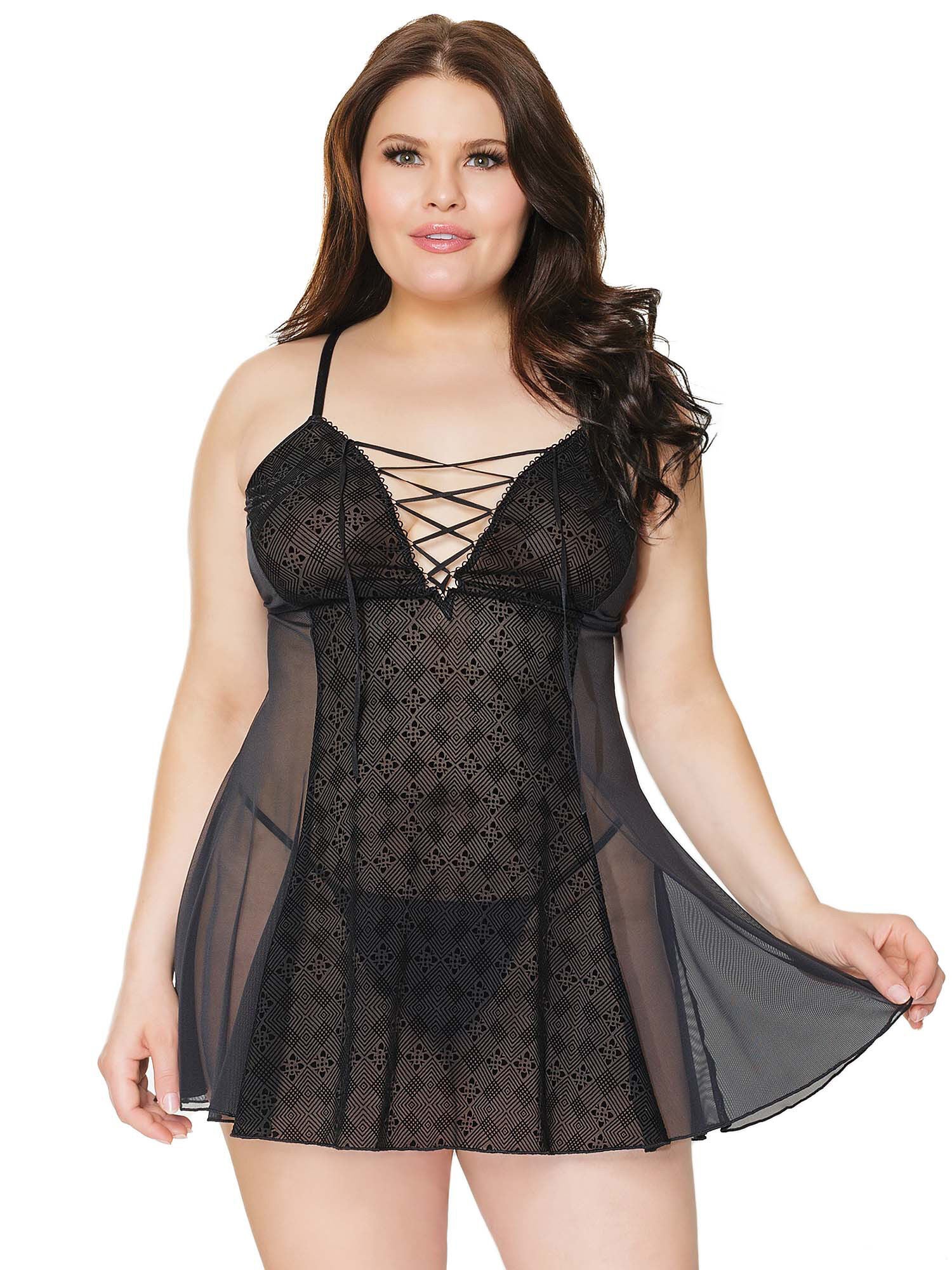 Flared Princess Panel Babydoll, Black / black, hi-res image number 0