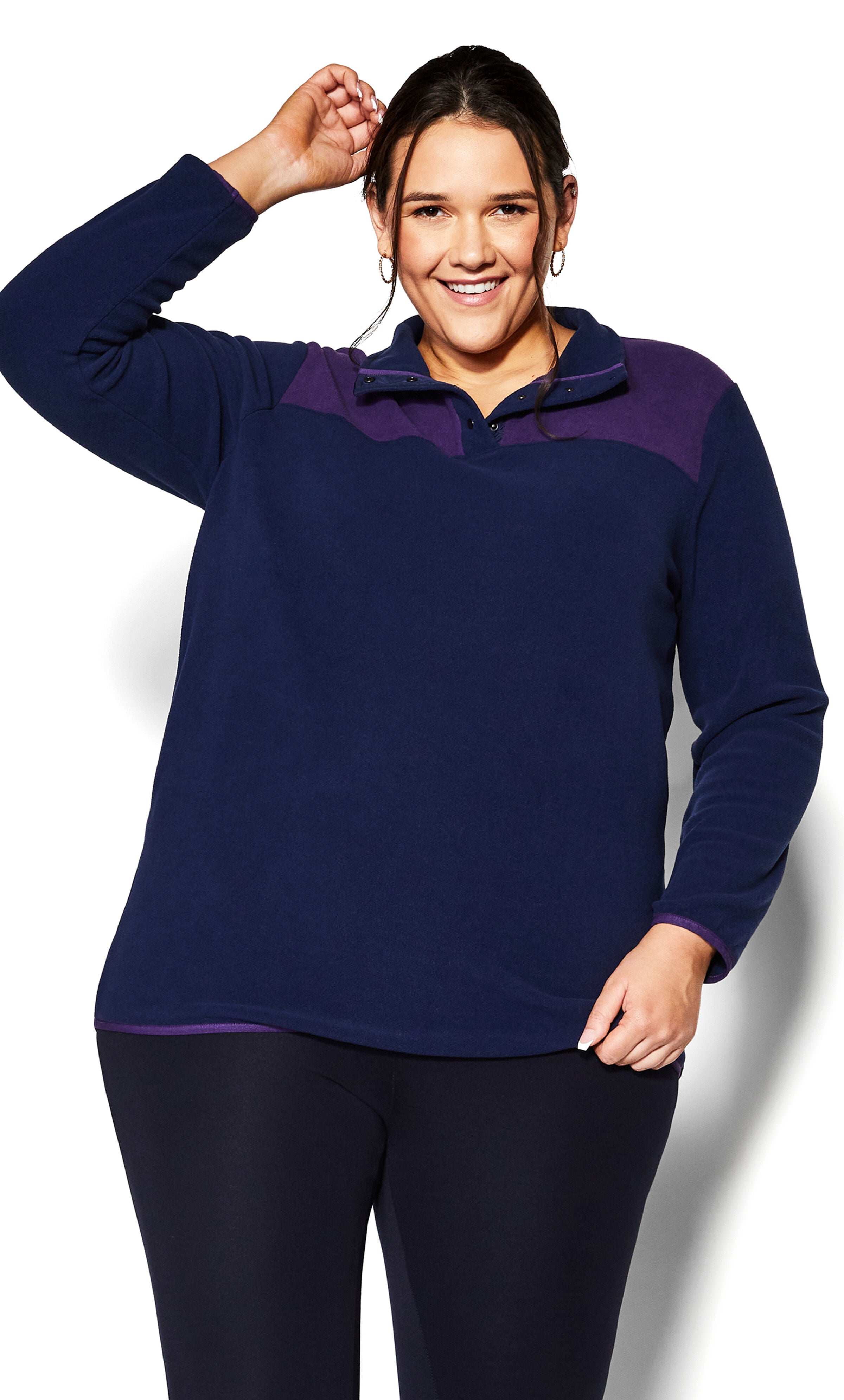 Color Block Polar Fleece Pullover - navy, Blue, hi-res image number 0