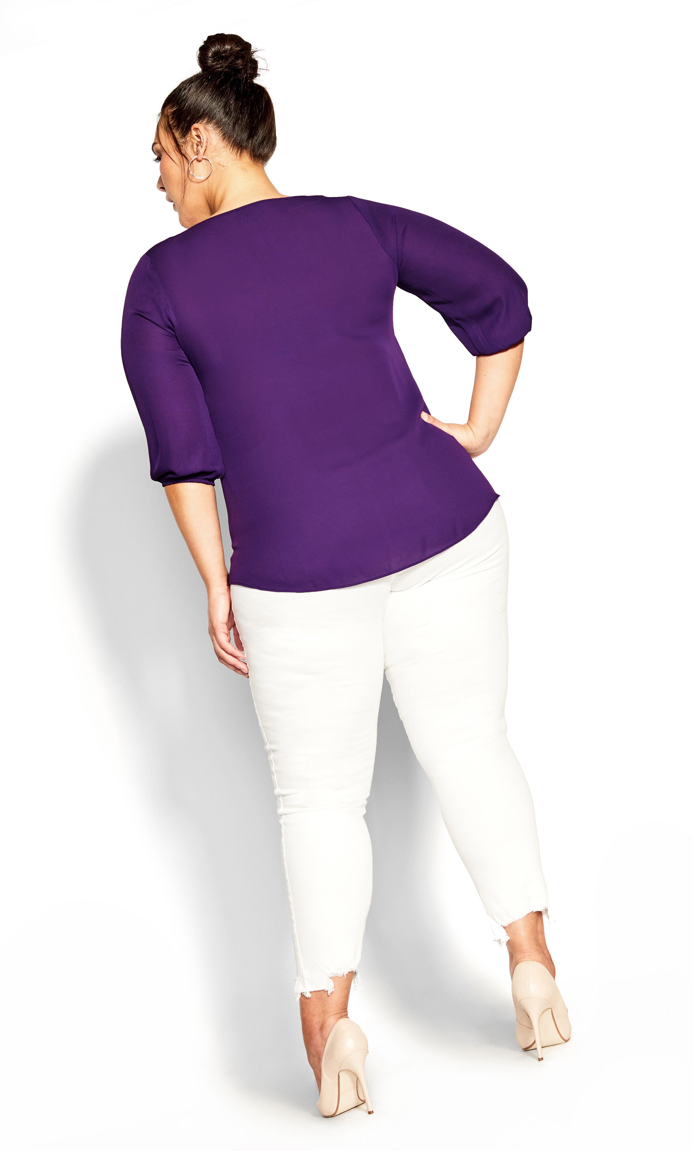 Sexy Fling Elbow Sleeve Top - petunia, , alternate image number 3