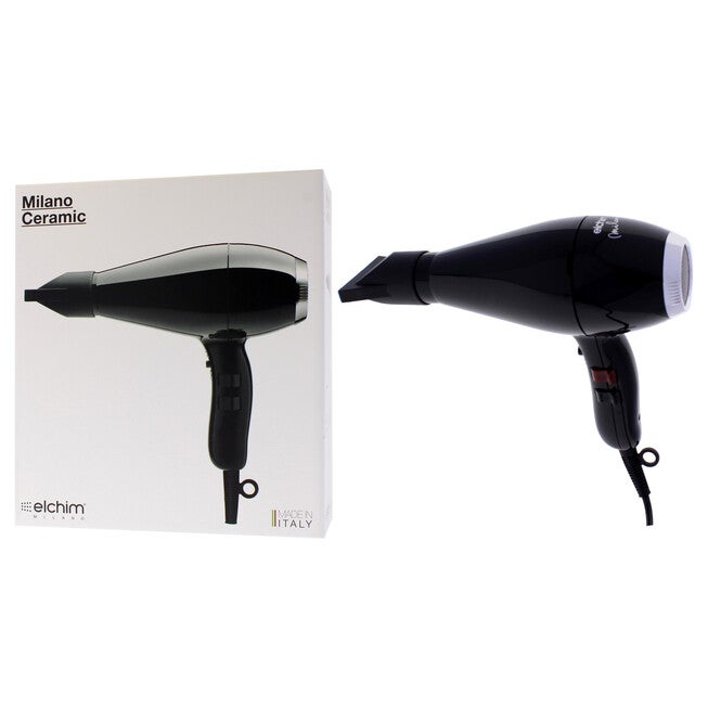 Milano Ceramic Hair Dryer - Black-Silver by Elchim for Unisex - 1 Pc Hair Dryer, See Description, alternate image number 3