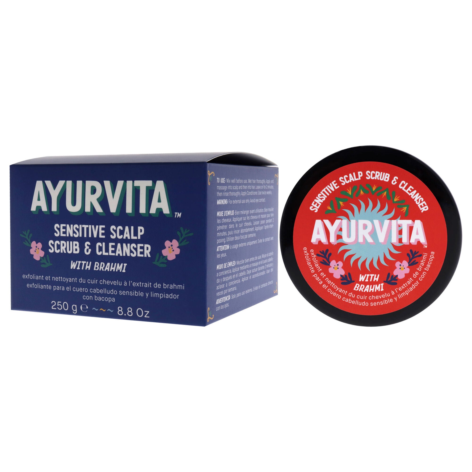 Brahmi Sensitive Scalp Scrub and Cleanser by AyurVita for Unisex - 8.8 oz Cleanser, See Description, alternate image number 2