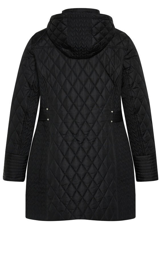 Quilted Multi Panel Coat - black, , alternate image number 6
