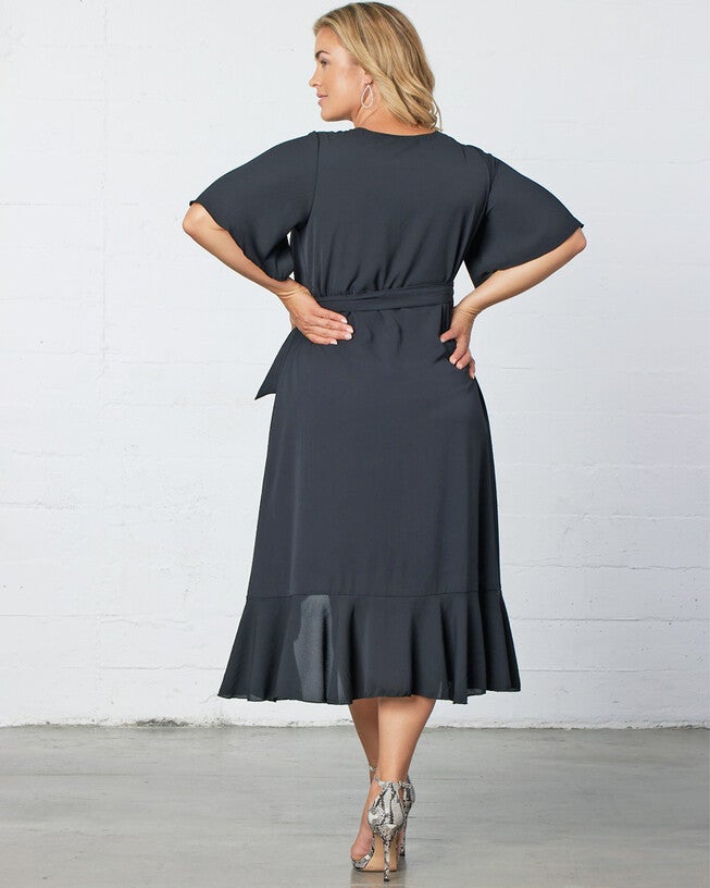 Chloe Crepe Wrap Dress, Black Noir, alternate image number null