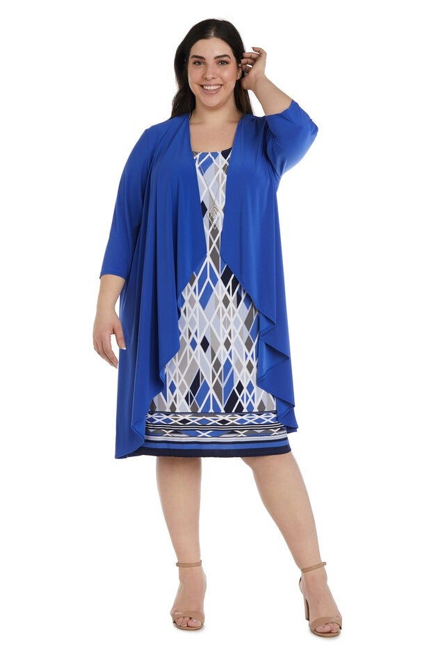Puff Print Jacket Dress - Plus, Blueberry, hi-res image number null