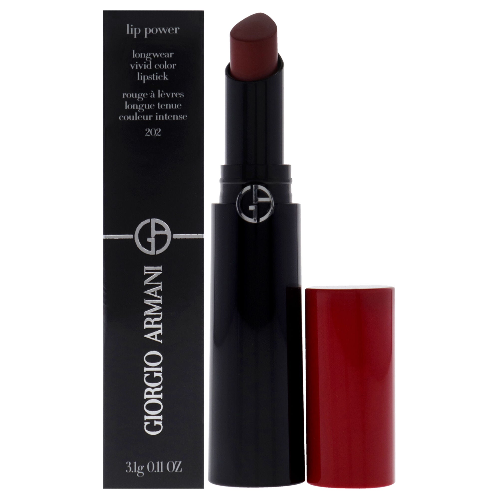 Lip Power Longwear Vivid Color Lipstick - 202 Grazia by Giorgio Armani for Women - 0.11 oz Lipstick, See Description, hi-res image number 0