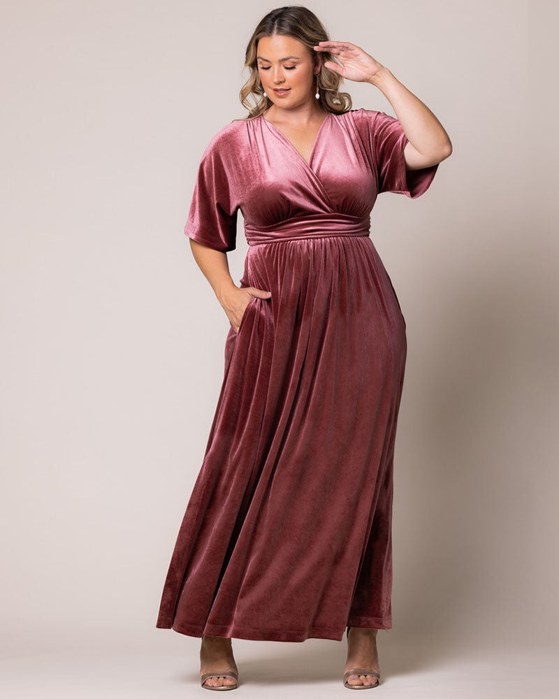Verona Velvet Evening Gown, Mauve Rose, alternate image number 1