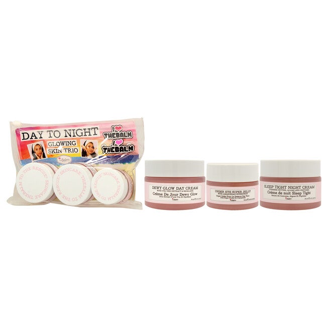 Day To Night Glowing Skin Trio by the Balm for Women - 3 Pc 1oz Dewy Glow Day Cream, 0.5oz Under Eye Super Jelly, 1oz Sleep Tight Night Cream, See Description, alternate image number 3