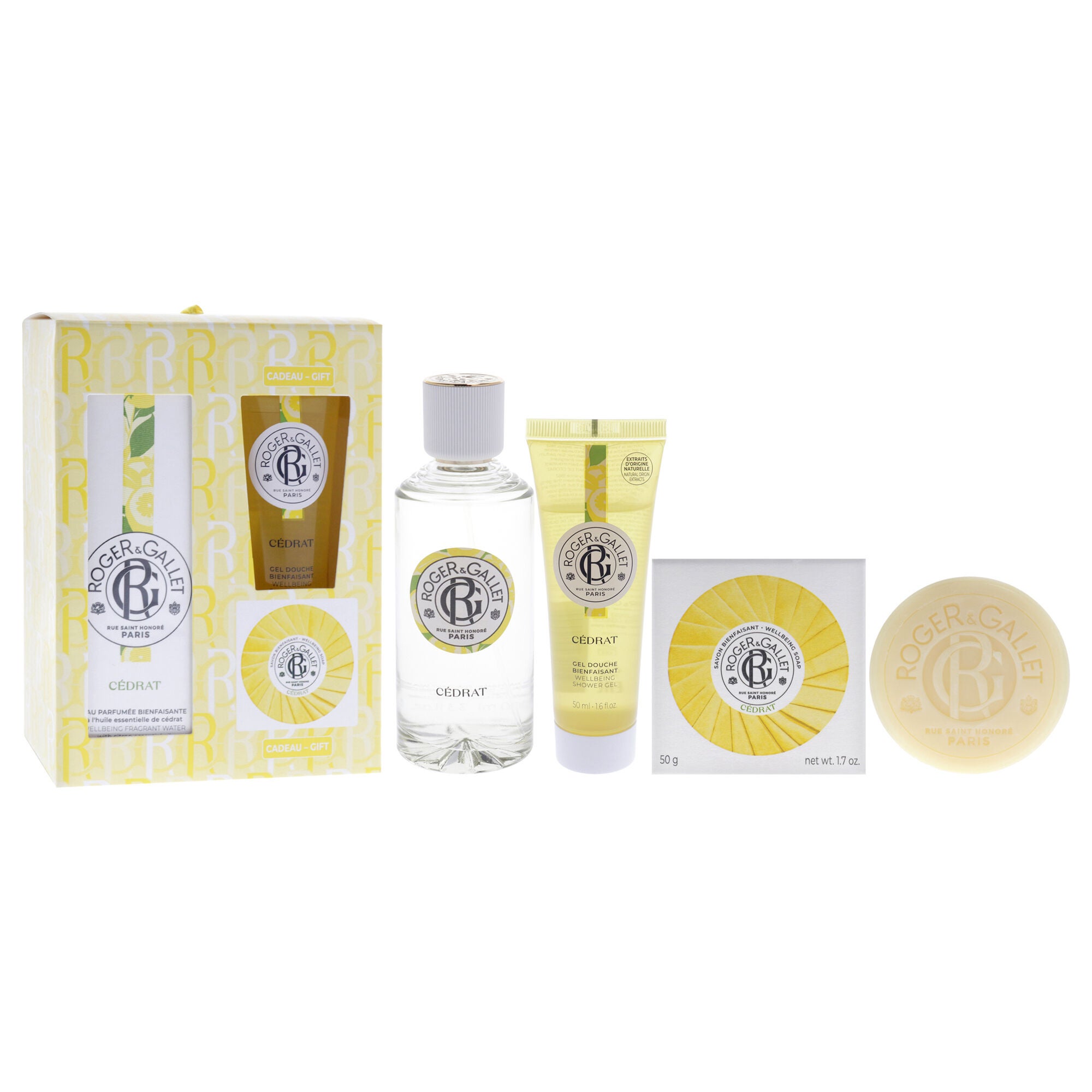 Cedrat by Roger & Gallet for Women - 3 Pc Gift Set 3.3oz Wellbeing Fragrant Water, 1.7oz Wellbeing Soap, 1.6oz Wellbeing Shower Gel, See Description, alternate image number 1